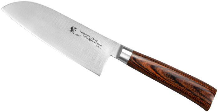 Nóż Santoku 12cm VG-5 Tamahagane SAN Brown SN-1129