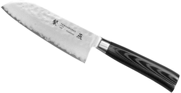 Nóż Santoku 12cm Tamahagane Tsubame Black SNMH-1129