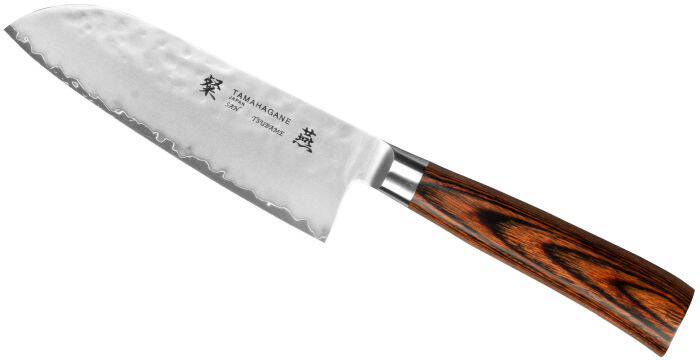 Nóż Santoku 12cm  VG-5 Tamahagane Tsubame Brown  SNH-1129